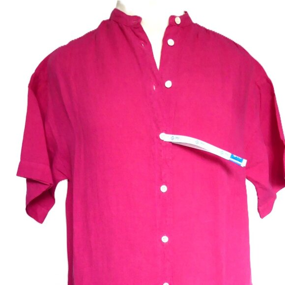 Hartford 100% Linen Richa Dress Fushia Pink Maxi Button Down Shirt Dress Size S - Picture 11 of 13
